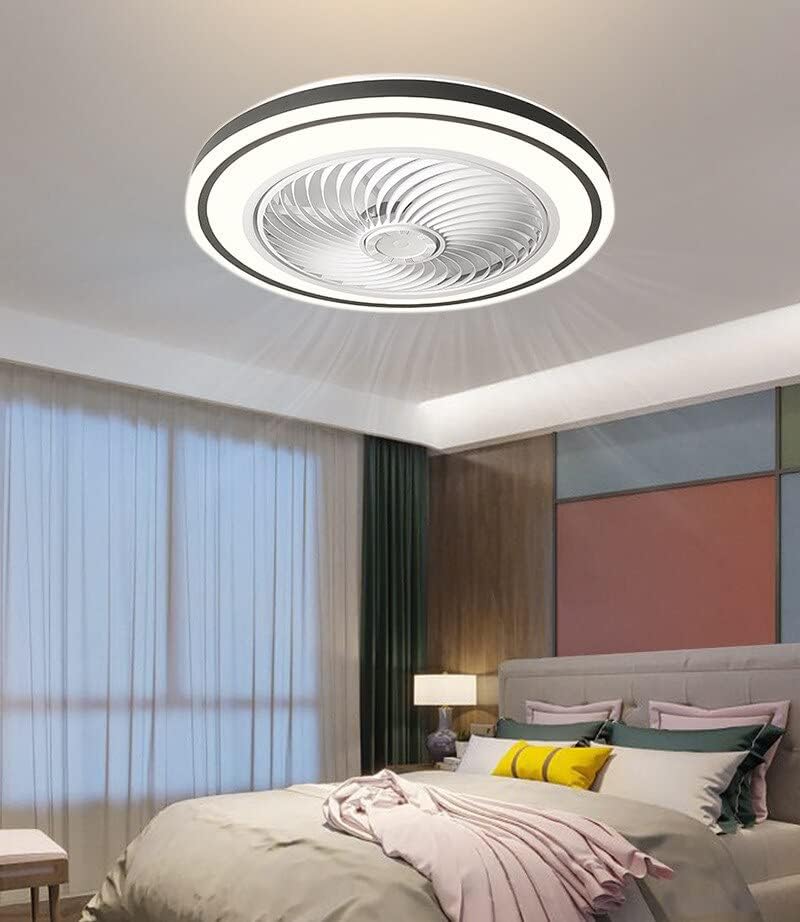 Chezmax AC110V-220V מאוורר תקרת LED עם שלט רחוק אור 3 צבעים נורית תקרה למנורת מאוורר בחדר השינה