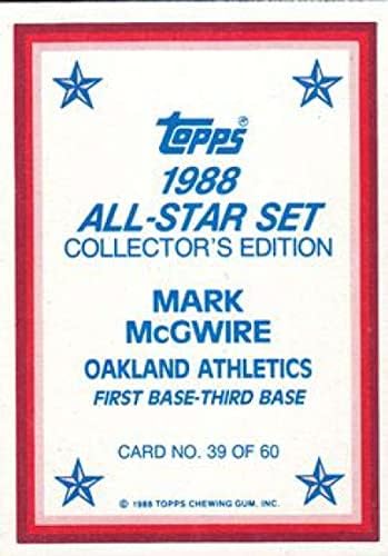 1988 Topps Glossy Send-ins 39 Mark McGwire NM-MT Oakland Athletics Baseball