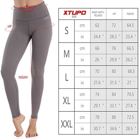 Xtupo מותניים גבוהים יוגה חותלות אולטרה רכות ומכנסי אימון דקים 4 כיבוש בד נתיב
