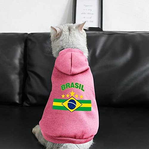 קפוצ'ונים מחמד ברזיל דגל ברזיל סוודר כלבים חמים רכים חליפות חיות מחמד מודפסות עם כובעים