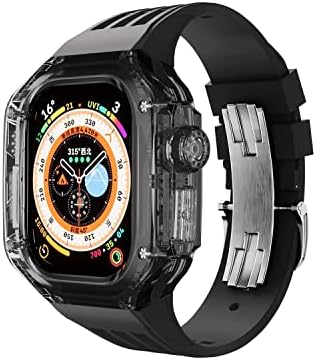 NIBYQ 49 ממ ערכת שינוי פס מקרה עבור Apple Watch 49 ממ רצועת סיליקון רצועה שקופה ספורט עבור IWatch Series Ultra