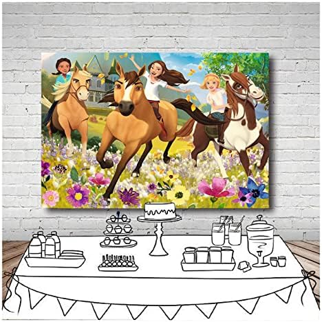 מסיבת רכיבה ברוח בנים או ילדה מסיבת יום הולדת תפאורות צילום נושא סוס רוח תפאורות צילום 5 על 3