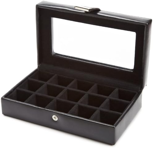 זאב 290102 מורשת 15 חתיכה חפתים קופסא עם זכוכית, שחור