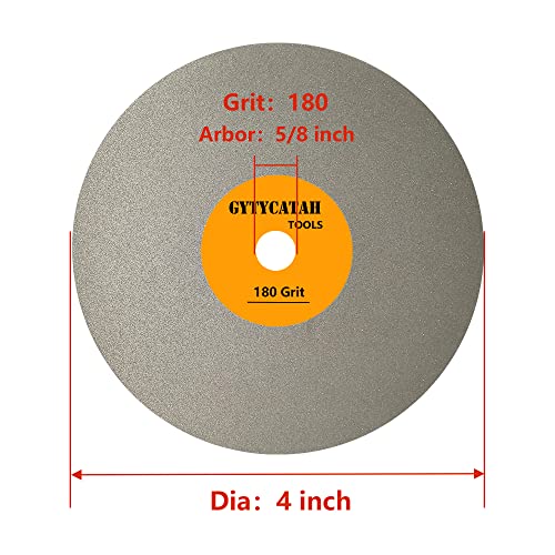 Gytycatah Diamond Dimond דיסק הברכיים שטוח, 4 x 5/8 ארבור 180 חצץ, גלגל הברכיים שטוח מצופה יהלום לכיוון