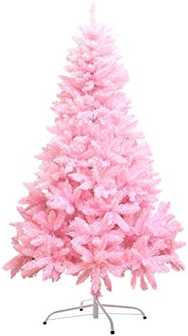 עץ חג המולד המלאכותי של ZPEE ורוד, עץ אורן PVC חומר עם קישוט חג המולד של מתכת מתאים מתאים להתאים לשימוש מקורה