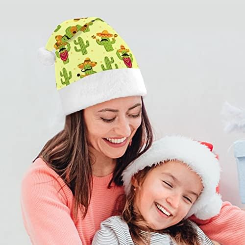 מקסיקני קקטוס דפוס חג המולד כובע סנטה כובע עבור יוניסקס מבוגרים נוחות קלאסי חג המולד כובע עבור