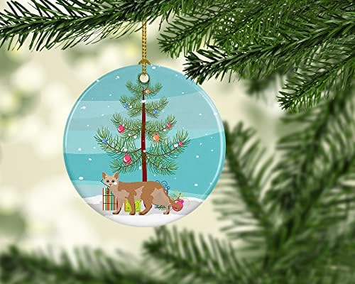 אוצרות קרוליין CK4603CO1 Devon Rex 3 חתול קישוט קרמיקה לחג המולד שמח, קישוטים לעץ חג המולד, קישוט תלוי לחג המולד,