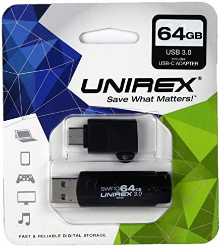 UNIREX USCW-316S USB 3.0 כונן הבזק עם מתאם USB-C 16GB