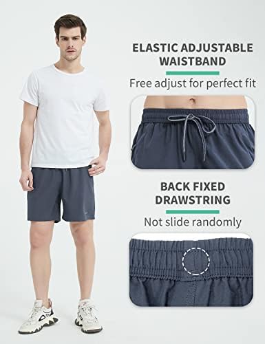 מכנסיים קצרים של אימון כושר יבש של BVVU לגברים עם כיסים 7 אינץ 'מכנסיים אתלטים קלים עבור מזדמנים
