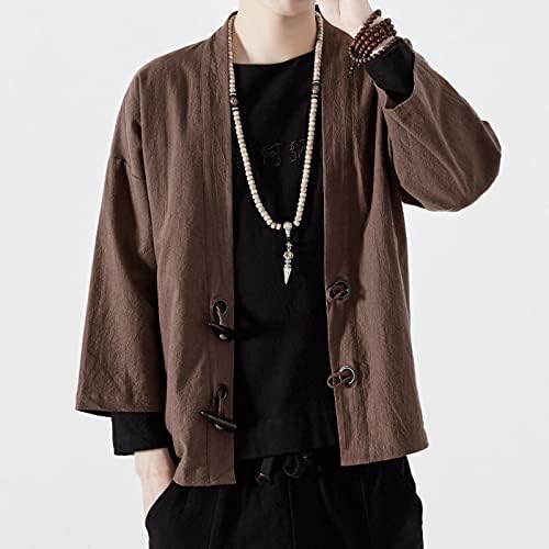מעילים לגברים אופנה יפנית יוקאטה מעיל מזדמן קימונו קוטון כותנה מעילים עליונים רופפים
