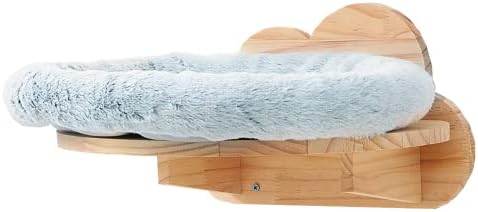 שנגוקאז 3-חבילה ענן בצורת טבעי מוצק עץ קיר רכוב חתול מדפים עם מיטת חיבוק, חתול קיר ריהוט מיטה, קיר ערסל, קיר מדרגות,
