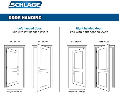 SCHLAGE ADDISON צילינדר יחיד Handleseet ומנוף מבטא יד ימין, שחור מט