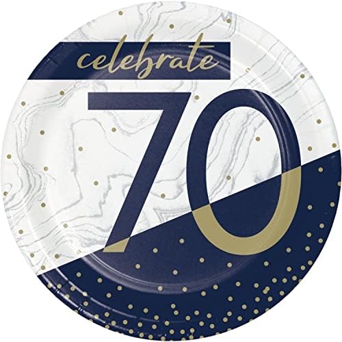צלחות קינוח יום הולדת 70 של חיל הים וזהב, 24 CT