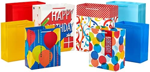 סימן היכר מגוון יום הולדת מתנת שקיות לילדים, מורים, נכדים, מבוגרים, אחים, מסיבות, אדום, צהוב, כחול, אור