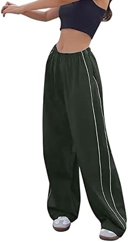 מכנסיים טרנדיים של Keusn לנשים בתוספת מכנסי מצנח נמוך בגודל נמוך נשים Y2K מכנסיים רץ רחבים עם בגדי רחוב