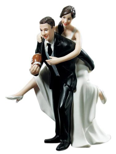 כוכב חתונה כדורגל שובב פיגי אחורי כלה וחתן עוגת פסלון טופר עור בהיר