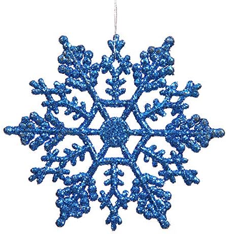 ויקרמן 8 קישוט חג המולד של פתית שלג נצנצים כחולים, 12 לכל קופסה