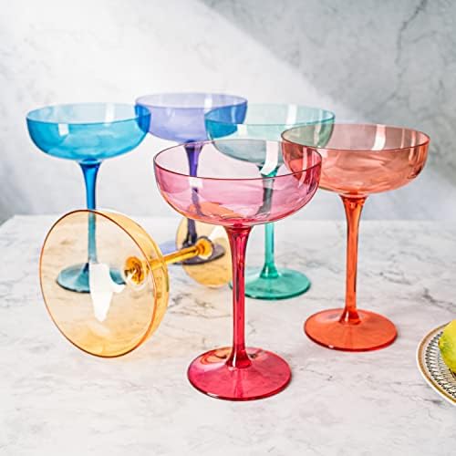 כוסות אקריליק קריסטל מרגריטה ומרטיני בסגנון אירופאי כלי שתייה טריטן צבעוניים בלתי שבירים 6 סט-פלסטיק ללא