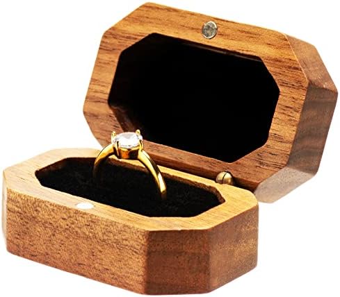 קוסיסו בציר אחת עץ טבעת אריזת מתנה מקרה עבור הצעת אירוסין, טבעת מחזיק תכשיטי תצוגה