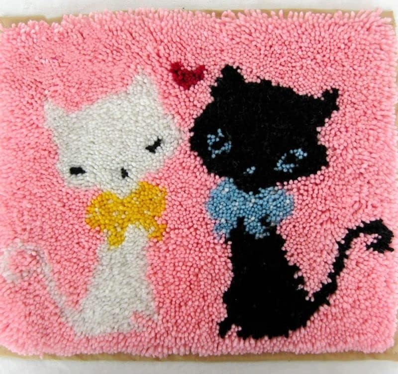גודל קטן ערכות וו תפס כרית שטיח לילדים למתחילים קל שני חתלתול ערכת וו תפס כרית שטיח רקמה ערכות מלאכת קריקטורה