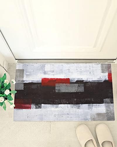 מופשט שחור אדום אפור אמנות גיאומטרי צבע אולטרה רך אמבטיה שטיח, זיון רצפת אמבטיה מחצלת חם פלאפי שטיח ללא