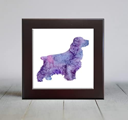 סגול מופשט קוקר ספנייל כלב בצבעי מים אמנות דקורטיבי אריח