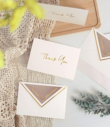 כרטיסי תודה אלגנטיים עם מעטפות - 36 פק-הערות תודה עם נייר זהב אותיות 4 על 6 אינץ ' כרטיסי פתק ריקים לחתונה