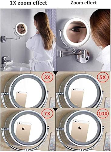 מראות אמבטיה מראה של Vanity Mirror רכוב על אורות 7x הגדלה, מראות איפור דו-צדדיות מגדילות מראות גילוח עמידה