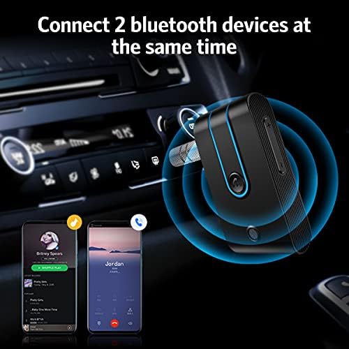Ankilo Bluetooth 5.0 מתאם AUX לרכב, מקלט Bluetooth לביטול רעשי רכב תמיכה בחיבור מכשירים כפולים