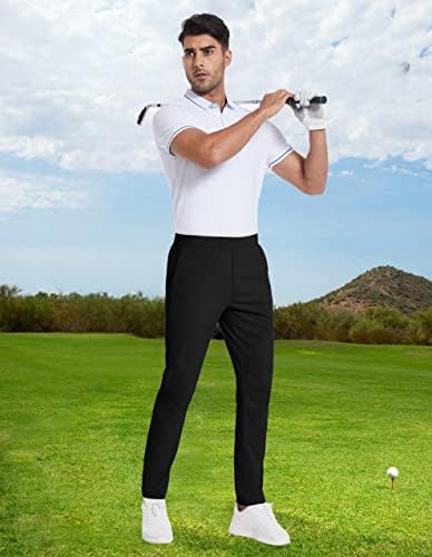 מכנסי גולף גולף של Puli גברים מכנסיים עמידים למים רזים מתאימים מהיר יבש מכנסי שמלה מחודדים