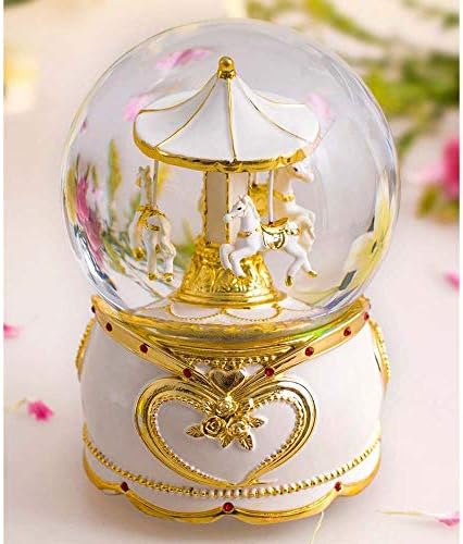 Yang1mn.ornments Carousel Golden Box Crystal Ball כדי לשלוח מתנה ליום הולדת קופסת מוסיקה לפוטה