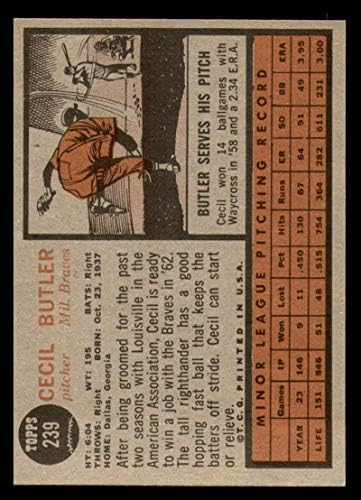 בייסבול MLB 1962 Topps 239 Cecil Butler NM