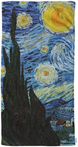 Ofloral Van Gogh Arts Classic Arts Starry Night מגבות יד כותנה כותנה, מגבות רכות נוחות לחדר אמבטיה/מטבח/יוגה/גולף/שיער/מגבת