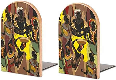 אפריקאי נשים ב לאומי בגדי עץ ספר מסתיים דקורטיבי ללא החלקה תומכי ספרים שולחן מדף מחזיק עבור כבד ספרים סרטים