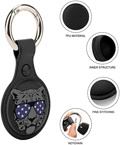 מגניב שחור נמר מגן מקרה תואם עבור איירטאג אנטי אבוד איתור מחזיק עם מפתח טבעת עבור ארנק צווארון מטען חתול כלב