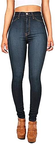 מכנסי ג 'ינס סקיני בגובה גבוה לנשים חותלות מכנסי ג' ינס בגזרה דקה עם כיסי רוכסן