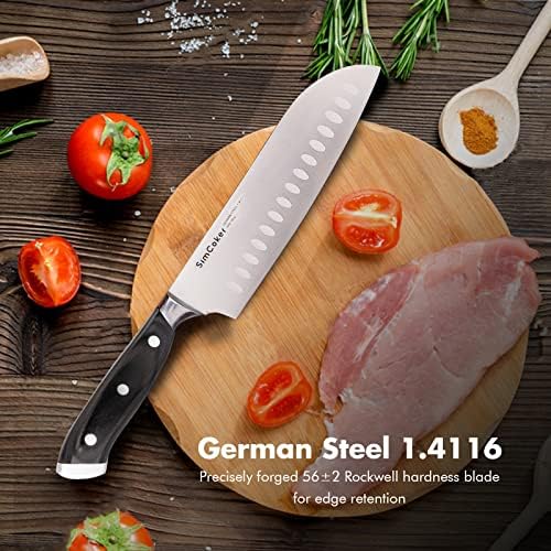 Simcoker 8 אינץ 'סכין סנטוקו סכין 7 אינץ' גרמנית HC נירוסטה 1.4116 - ידית פקווד ארגונומית