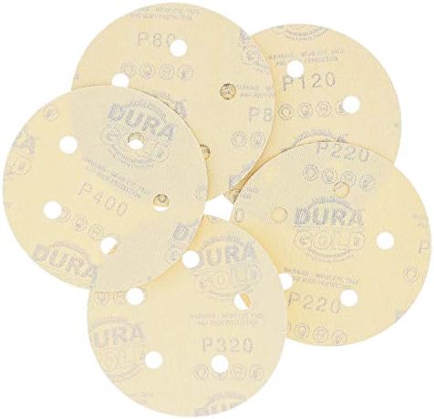 Dura -Gold - Premium - Pack מגוון - דיסקי מלטש זהב בגודל 5 - וו וולאה ללא אבק ללא 5 חור לדה סנדר