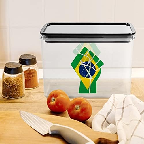 ברזיל דגל להתנגד פלסטיק אחסון תיבת מזון אחסון מכולות עם מכסים אורז צנצנת אטום דלי עבור מטבח ארגון