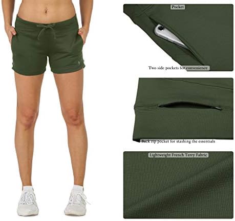 מכנסיים קצרים של טרקלין אתלטי של ICYZONE לנשים - הפעלת מכנסי זיעה של אימון אימון עם כיסים 3 ''