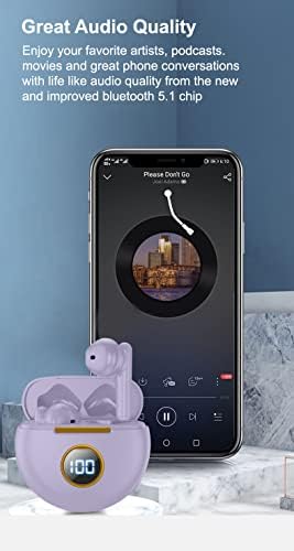 Edealz in- אוזניות אלחוטיות Bluetooth 5.1, אוזניות אוזניות IPX7 אטומות למים עם מיקרופון נטענת