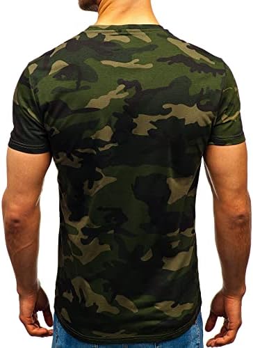 חולצת טריקו הסוואה לגברים כושר ספורט שרוול קצר שרוול צבאי CAMO חולצת וינטג '