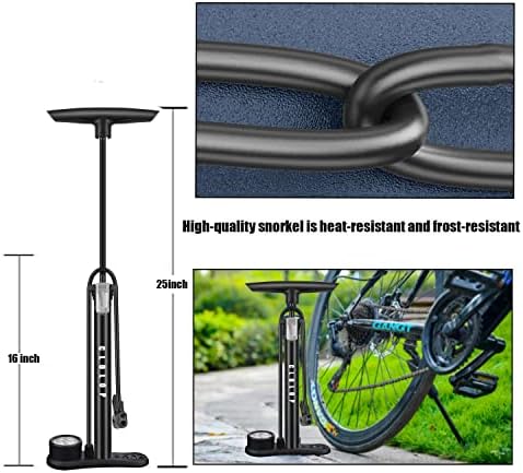 משאבת רצפת אופני קלולופ עם מד, משאבת אופניים בלחץ גבוה 160 פסי, משאבת אופניים עם משאבת כדור אוויר מתנפחת מתאימה