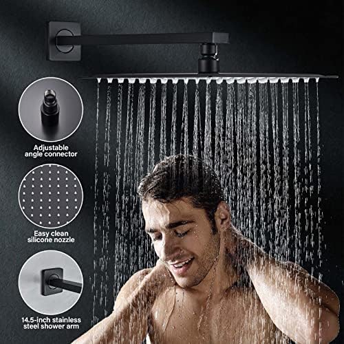 מקלחת ברז מט שחור מקלחת מערכת עם 12 סנטימטרים גשם מקלחת ראש כף יד תרסיס אמבטיה מקלחת גופי עם פליז שסתום ולקצץ