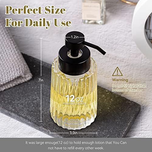 קל טאנג זכוכית קצף יד מתקן סבון עם משאבת אמבטיה דקור 12 עוז פרימיום למילוי חוזר נוזל קיר רכוב מתקן סבון