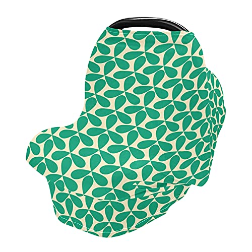 MNSRUU כיסוי מושב מכונית לתינוק לתינוקות נתיחים מנקה צעיף סיעוד רך נושם רך נושם חופה, דפוס גיאומטרי של מסוקים ירוקים