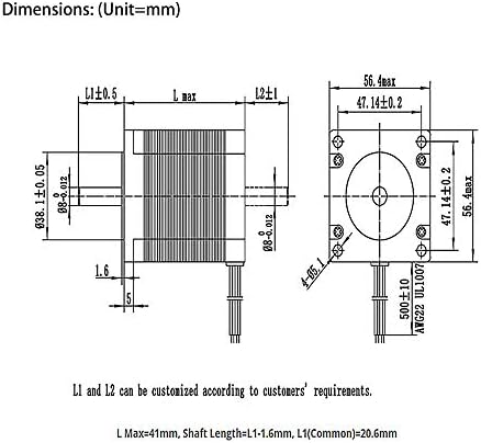 ATO NEMA 23 מנוע צעד דו קוטבי, 1A/2A, 1.8 מעלות, 4 חוטים, למדפסת תלת מימד/לייזר/מכונת CNC