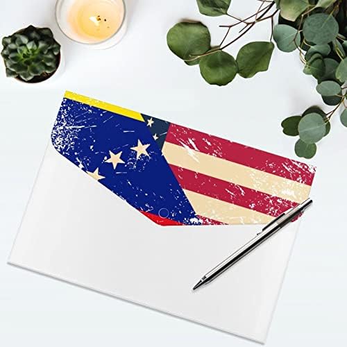 ארהב וונצואלה רטרו דגל פלסטיק צבעוני קובץ תיקיות עם 6 תא אקורדיון פלסטיק מסמך ארגונית גדול קיבולת