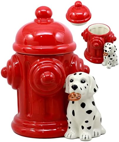 אברוס מתנה קרמיקה מכבי אש דלמטי גור כלב נושך קוקי לטפל עם ענק אדום אש ברז קוקי צנצנת דקורטיבי מטבח