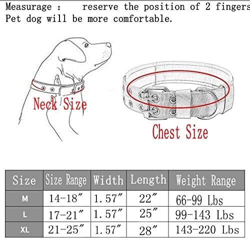 צווארון כלבים טקטי צווארון כבד ניילון צווארון כלבים גדול צווארון K9 צבאי עם אבזם מתכת לכלבים בינוניים, גדולים